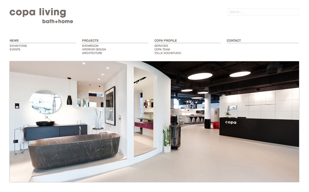 copaliving.de (copa living bath + home, kantstraße 17, im stilwerk, 4f, d-10623 berlin, fon: 030 2520 6429 - Seit der Gründung 2006 befindet sich copa im Stilwerk Berlin. Im Team arbeiten Architekten, Innenarchitekten und Designer. Die Idee einen Laden für Baddesign zu eröffnen kam dem Unternehmer und Handwerksmeister Mike Palm, als er sein eigenes Bad umgestaltete. Es sollte seinen hohen Ansprüchen an Funktionalität und Design entsprechen und nicht nur eine gewöhnliche „Naßzelle“ darstellen. Die erfolglose Suche führte zur Gründung von Copa living baths- einem innovativen Badgeschäft. Der Inhaber Mike Palm beauftragte als leitenden Architekten Egon Comtesse (†), welches ausschlaggebend für die spätere Namensfindung war: copa- setzt sich aus den Nachnamen von Egon Comtesse und Mike Palm zusammen. Mittlerweile hat sich das Unternehmen zu einem Volldienstleister im Bereich Interior und Architektur entwickelt. Der „copa-Showroom“ ist Ausstellungsfläche für innovatives Interior-Design, Architektur und darstellende Kunst. Neben Badmöbeln, Armaturen, Leuchten und Designheizkörpern internationaler Hersteller ist copa spezialisiert auf den Spa- und Wellnessbereich. Ob Hamam, Sauna oder beleuchteter Regenhimmel – alle Armaturen sind in Betrieb und laden unsere Kunden zum Erleben ein. Unter anderen stellen wir folgende Hersteller aus: Armaturen: Fantini, Signorini, Zazzeri, Zucchetti - Badmöbel: Cosmic, Idea, Inbani, Karol, Rifra, Sign, - Küche: Acheo - Sauna/Hamam: Effegibi) copaliving.de (copa living bath + home, kantstraße 17, im stilwerk, 4f, d-10623 berlin, fon: 030 2520 6429 - Seit der Gründung 2006 befindet sich copa im Stilwerk Berlin. Im Team arbeiten Architekten, Innenarchitekten und Designer. Die Idee einen Laden für Baddesign zu eröffnen kam dem Unternehmer und Handwerksmeister Mike Palm, als er sein eigenes Bad umgestaltete. Es sollte seinen hohen Ansprüchen an Funktionalität und Design entsprechen und nicht nur eine gewöhnliche „Naßzelle“ darstellen. Die erfolglose Suche führte zur Gründung von Copa living baths- einem innovativen Badgeschäft. Der Inhaber Mike Palm beauftragte als leitenden Architekten Egon Comtesse (†), welches ausschlaggebend für die spätere Namensfindung war: copa- setzt sich aus den Nachnamen von Egon Comtesse und Mike Palm zusammen. Mittlerweile hat sich das Unternehmen zu einem Volldienstleister im Bereich Interior und Architektur entwickelt. Der „copa-Showroom“ ist Ausstellungsfläche für innovatives Interior-Design, Architektur und darstellende Kunst. Neben Badmöbeln, Armaturen, Leuchten und Designheizkörpern internationaler Hersteller ist copa spezialisiert auf den Spa- und Wellnessbereich. Ob Hamam, Sauna oder beleuchteter Regenhimmel – alle Armaturen sind in Betrieb und laden unsere Kunden zum Erleben ein. Unter anderen stellen wir folgende Hersteller aus: Armaturen: Fantini, Signorini, Zazzeri, Zucchetti - Badmöbel: Cosmic, Idea, Inbani, Karol, Rifra, Sign, - Küche: Acheo - Sauna/Hamam: Effegibi)